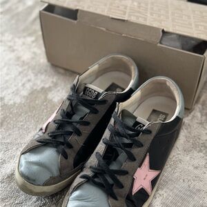 Golden Goose Superstar Athletic Shoes - Gray and White